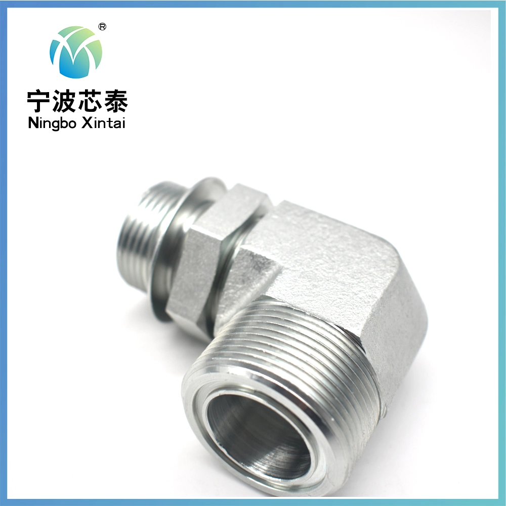 OEM ODM 90 Degree Elow Straight Round Hex 3/8" Bsp NPT Male Thread Jic Carbon Steel Galvanized Hose Fitting NPT Metric Female Connector Hydraulic Adapter