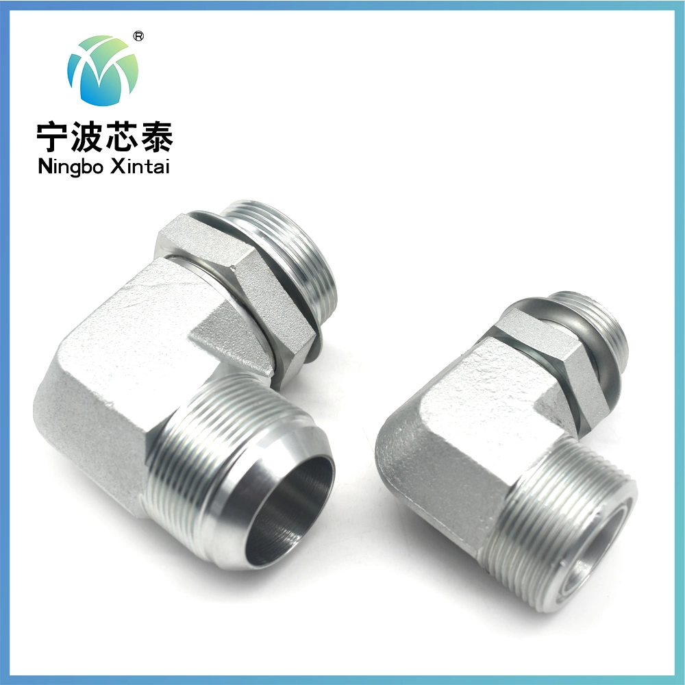 OEM ODM 90 Degree Elow Straight Round Hex 3/8" Bsp NPT Male Thread Jic Carbon Steel Galvanized Hose Fitting NPT Metric Female Connector Hydraulic Adapter