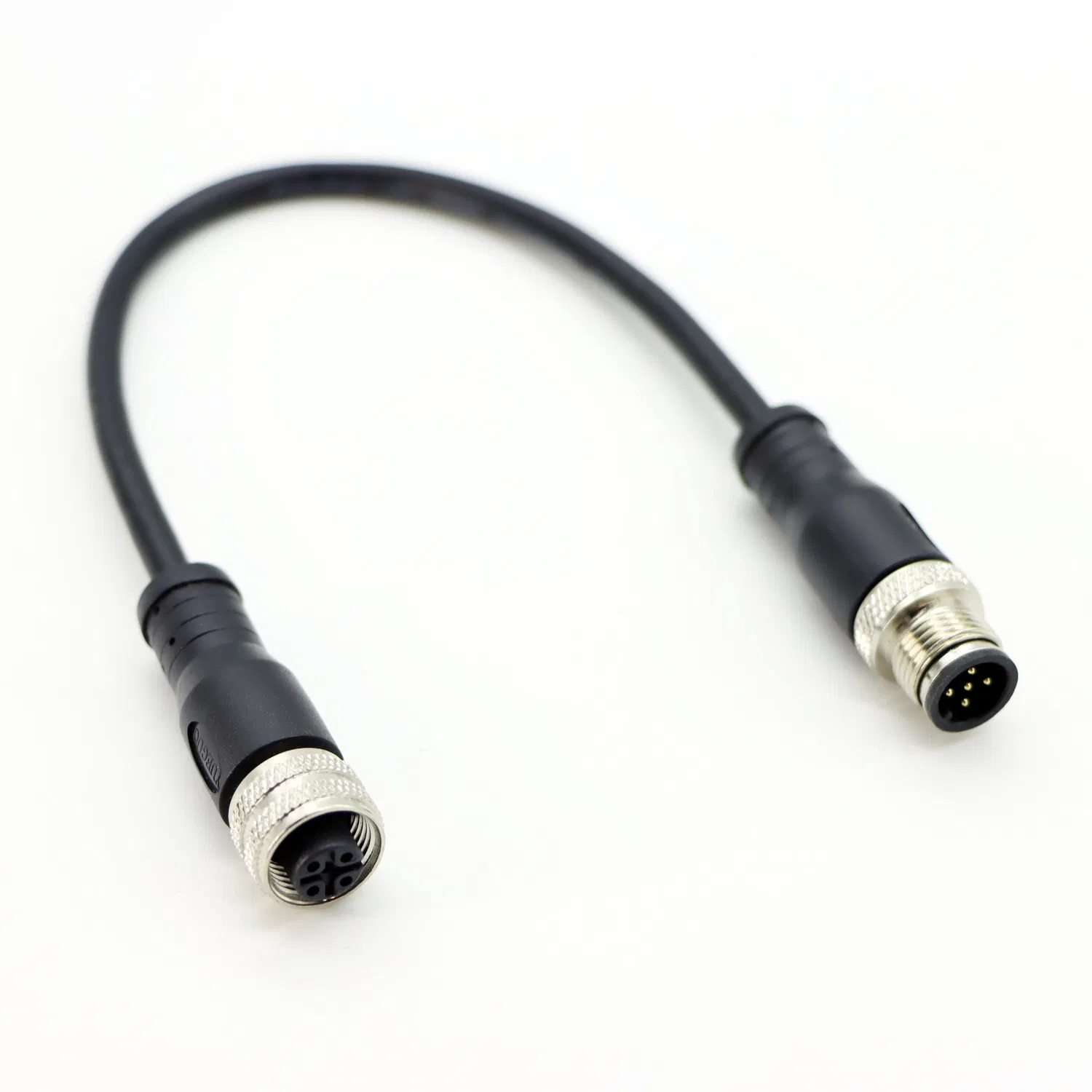 Conector de transmissão de sinal M12 plugue de aviação de 4 núcleos à prova d'água M12 cabo de cabeça dupla