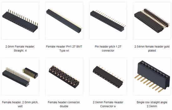 2,0 2,54 mm Passo Simples Linha Dupla 90 180 Graus PCB Conector de Cabeçalho Fêmea Altura de 8,4 mm Conector de Cabeçalho Fêmea