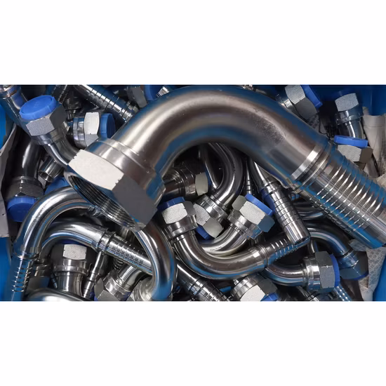 Conexões de virola métrica de aço carbono inoxidável Conexões de mangueira de borracha hidráulica